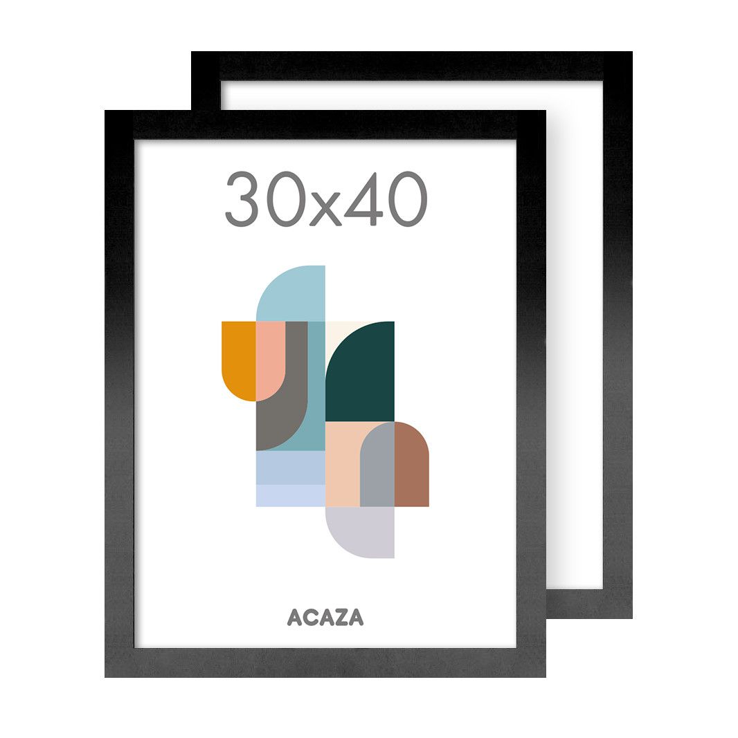 Lot de 2 cadres photo Madison - 30x40 cm - cadres photo en bois MDF - noir