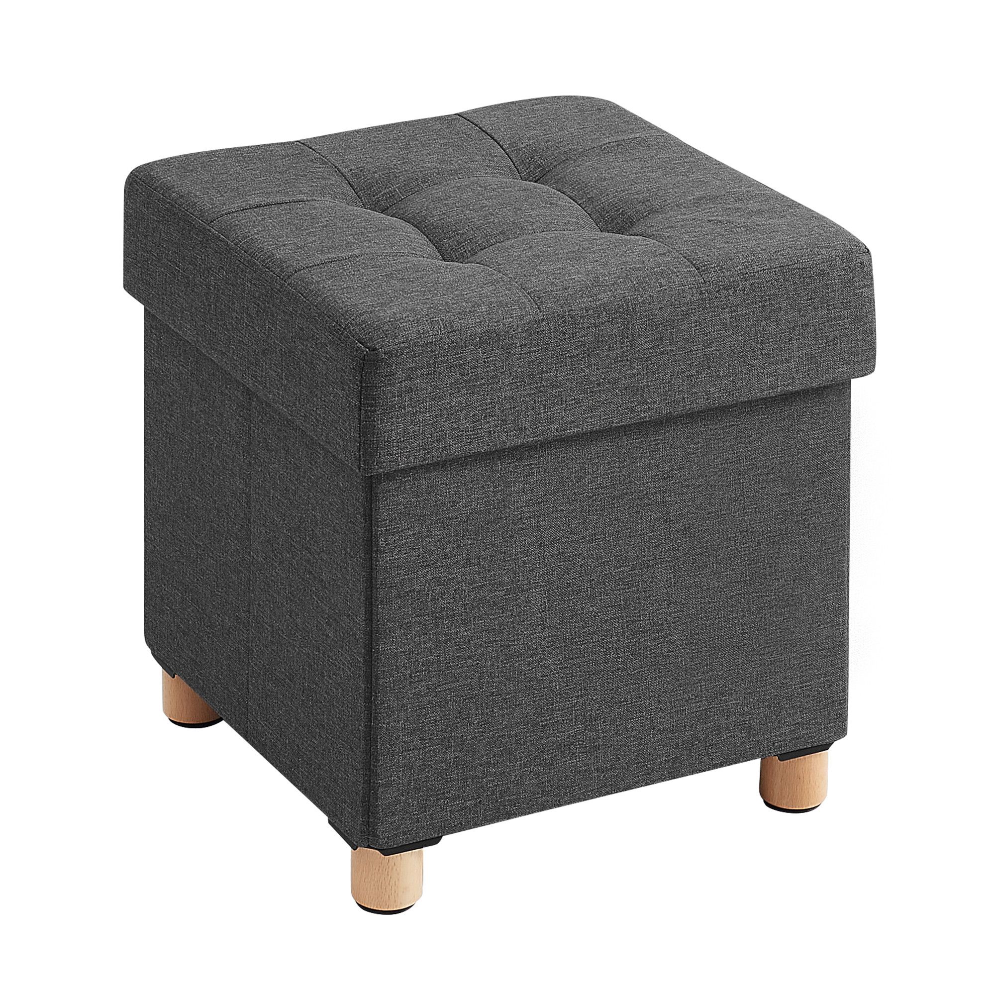 Pouf - pliable - avec pieds - tissu - 38 cm - gris foncé