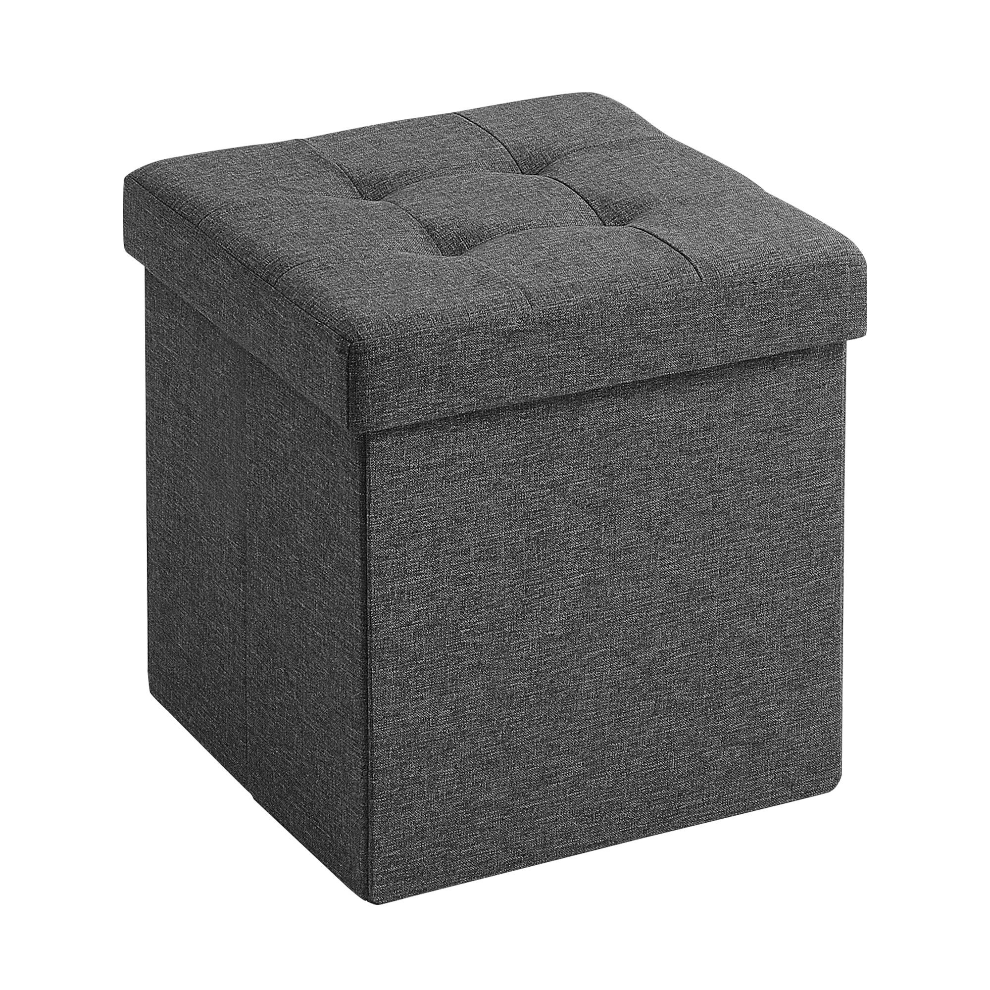 Pouf - pliable - sans pieds - tissu - 38 cm - gris foncé