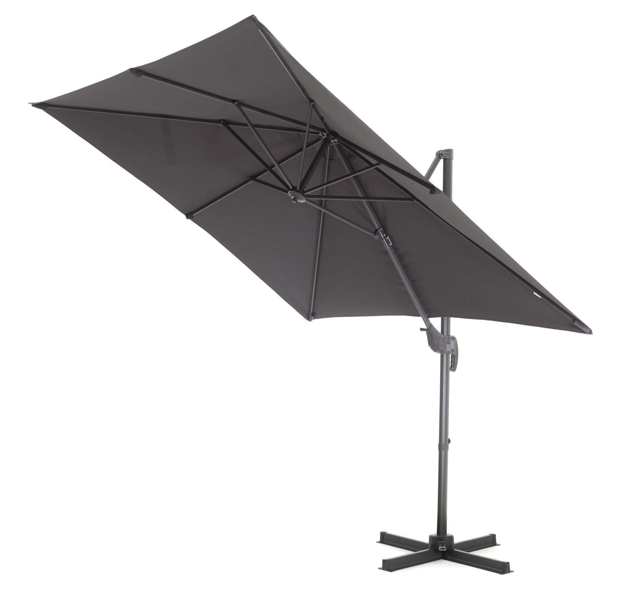 Parasol déporté - inclinable - 250x250 cm - gris foncé