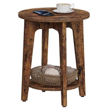 Table d’appoint – table de chevet – brun vintage – 40 x 51 cm – petite table basse – table basse ronde – bois