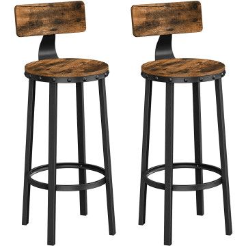 Lot de 2 tabourets de bar - style industriel - brun vintage