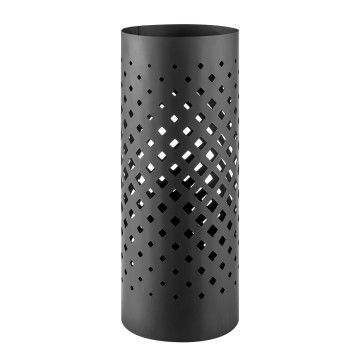 Bac à parapluie métallique rond design - motif en trou - avec réservoir d'eau - noir