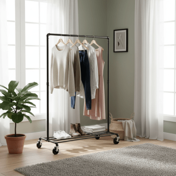 Portemanteau mobile - 1 rail - noir