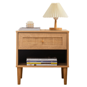 Chevet - accent rotin - 48x39x49 cm - brun