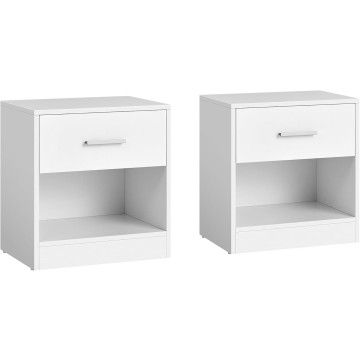 Set de 2 tables de nuit – tables de chevet blanches – 41 x 39 x 28 cm (H x l x P) – style moderne – avec tiroir