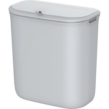 Poubelle de cuisine - à suspendre - capacité 9 litres - gris