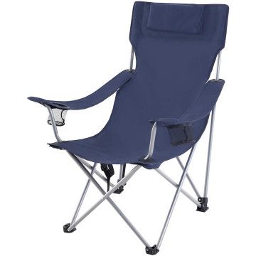 Chaise de camping - avec accoudoirs - bleu foncé