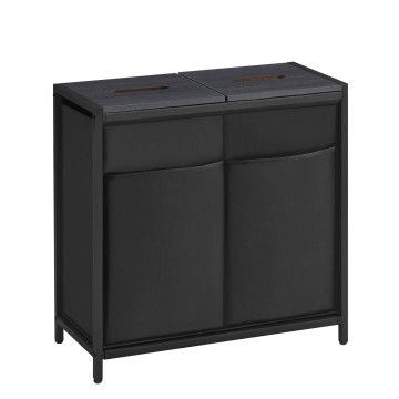 Panier à linge avec 2 niches - trieur à linge - avec couvercles amovibles - noir