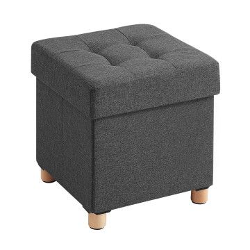 Pouf - pliable - avec pieds - tissu - 38 cm - gris foncé