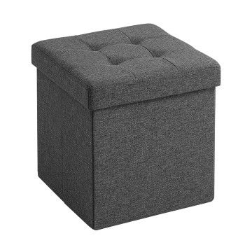 Pouf - pliable - sans pieds - tissu - 38 cm - gris foncé