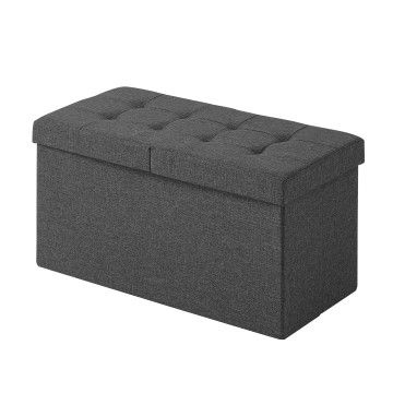 Pouf - pliable - sans pieds - tissu - 76 cm - gris foncé