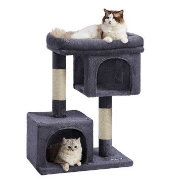 Arbre à chat - avec maison et panier - 60x84x40 cm - gris foncé