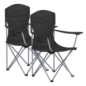 Chaise de camping – ensemble de 2 chaises de camping luxueuses – chaise de plage – chaise pliante – chaise de camping – camping – campeur – noir