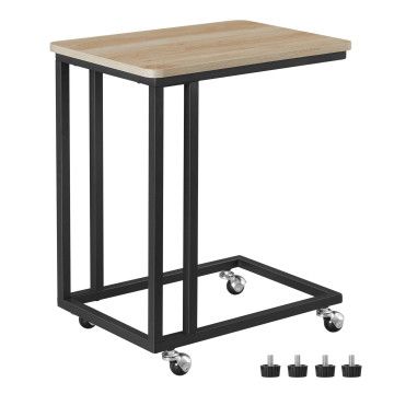 Table d'appoint - avec roues - 50x60x35 cm - chêne clair