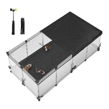 Clapier pour lapin – enclos pour lapin – cage modulaire pour rongeur – 144 x 74 x 47 cm – panneaux semi-transparents – enclos pour petits animaux – cochon d’Inde – hamster