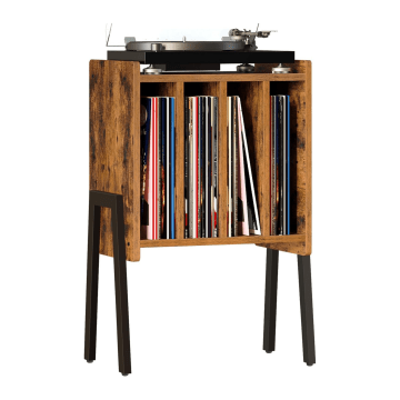 Système de rangement LP - Étagère à vinyles - Meuble pour tourne-disque - Meuble de rangement pour vinyles et livres - Brun Vintage