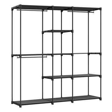 Armoire à vêtements – armoire ouverte – portant à vêtements – 182 x 182 x 43 cm – métal avec tissu – noir