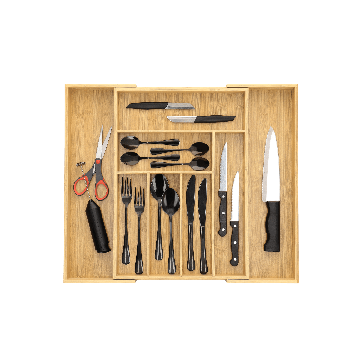 Plateau à couverts - réglable - 7 à 9 compartiments - bambou