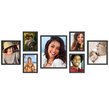Lot de 7 cadres photo - formats 28x35,20x25,15x20 x MDF - noir