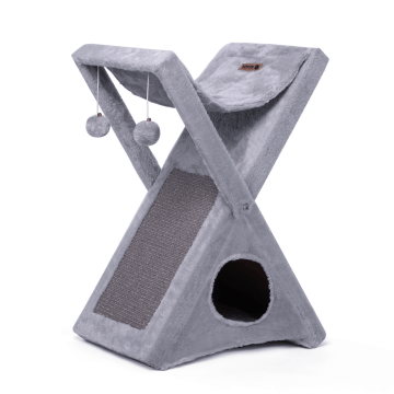 Arbre à chat – griffoir pour chats – maison de chat – planche à griffer – 68 x 50 cm – pliable – gris