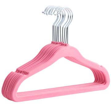 Cintres pour enfants - avec revêtements en velours - 20 pièces - rose
