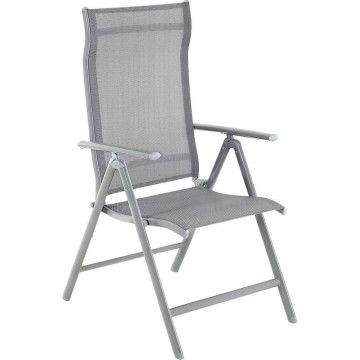 Chaise pliante - pliable - dossier réglable - gris