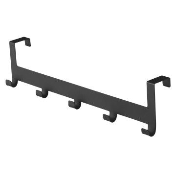 Porte-manteau porte - avec 5 crochets - métal - noir