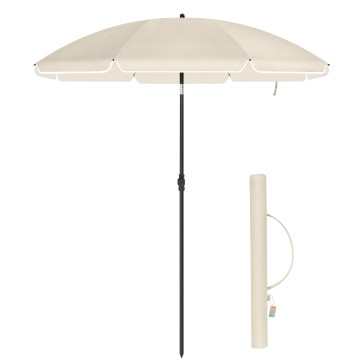 Parasol droit - Ø 160 cm - octogonal - inclinable - avec sac de transport - beige