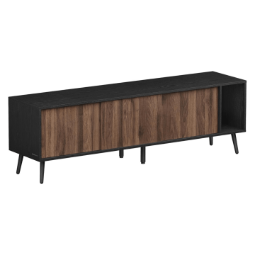 Meuble TV – armoire TV – noir et brun noyer – support TV – meuble – meuble TV industriel – armoires – meuble avec étagères – meuble TV en bois