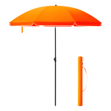 Parasol - Ø 200 cm - octogonal - inclinable - avec sac de transport - orange