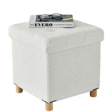 Pouf avec rangement - avec pieds - 40x37x37 cm - blanc