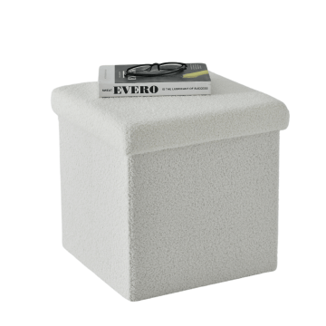 Pouf pliable - avec espace de rangement - 37x37x37 cm - blanc