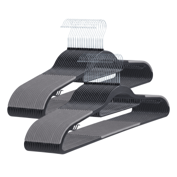 Cintres en plastique - antidérapant - avec barre pour pantalon ou jupe - noir