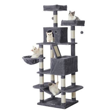 Arbre à chat – arbre à chat pour grands chats – 168 cm de hauteur – gris foncé
