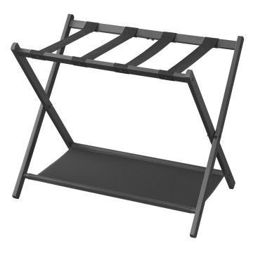 Porte-bagages - Porte-bagages pour la chambre à coucher - Structure en acier - Pliable - Noir