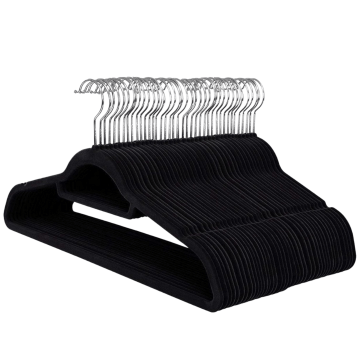 Cintres antidérapants - pliables - crochet rotatif - 100 pièces - noir