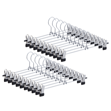 Cintres pantalons antidérapants - avec pinces - pour homme ou femme - porte pantalon et jupe - 31 cm - 30 pièces - gris argent