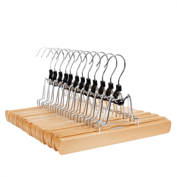 Cintres - antidérapants - 12 pièces - bois massif - brun naturel