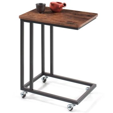 Table d'appoint - avec roulettes - look vintage - 50x62x35 cm - vintage brun