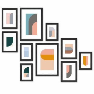 Mur photo - lot de 10 cadres photo - noir