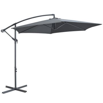 Parasol déporté - Ø 300 cm - inclinable - 3 mètres de diamètre - gris foncé