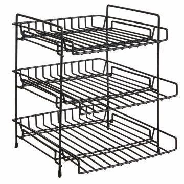 Étagère de cuisine - étagère de salle de bain - comptoir à 3 niveaux - 30x26x30 cm - noir