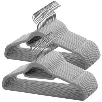Cintres antidérapants - pliables - crochet rotatif - 50 pièces - gris