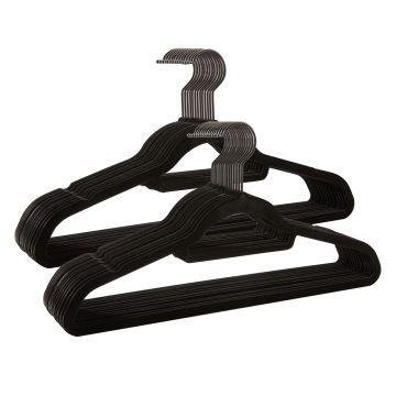 Cintres antidérapants - Lot de 50 - Cintres avec barre pour pantalons ou jupes - Noir