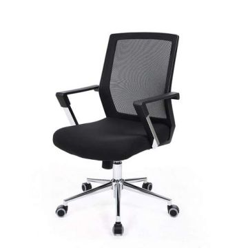 Chaise de bureau réglable en hauteur avec accoudoirs - Chaise d'ordinateur sur roulettes - Noir