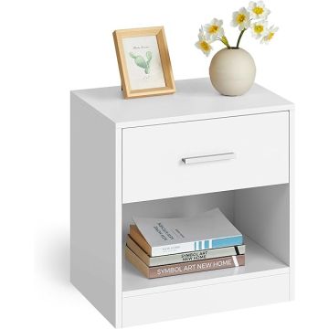 Table de chevet - table de chevet blanc - table de chevet - table de chevet moderne - 41 x 39 x 28 cm - table de chevet avec tiroir - blanc