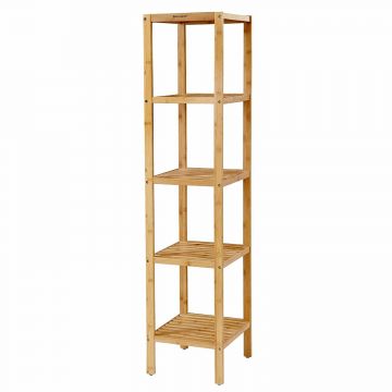 Étagère de salle de bain étroite - 5 étagères - 33x146x33 cm - bambou