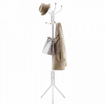 Portemanteau design droit - 12 crochets - 44x182x44 cm - blanc