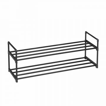 Meuble à chaussures - empilable - 2 niveaux - 92x33x30 cm - noir